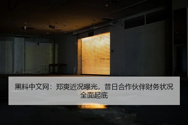 黑料中文网：郑爽近况曝光，昔日合作伙伴财务状况全面起底
